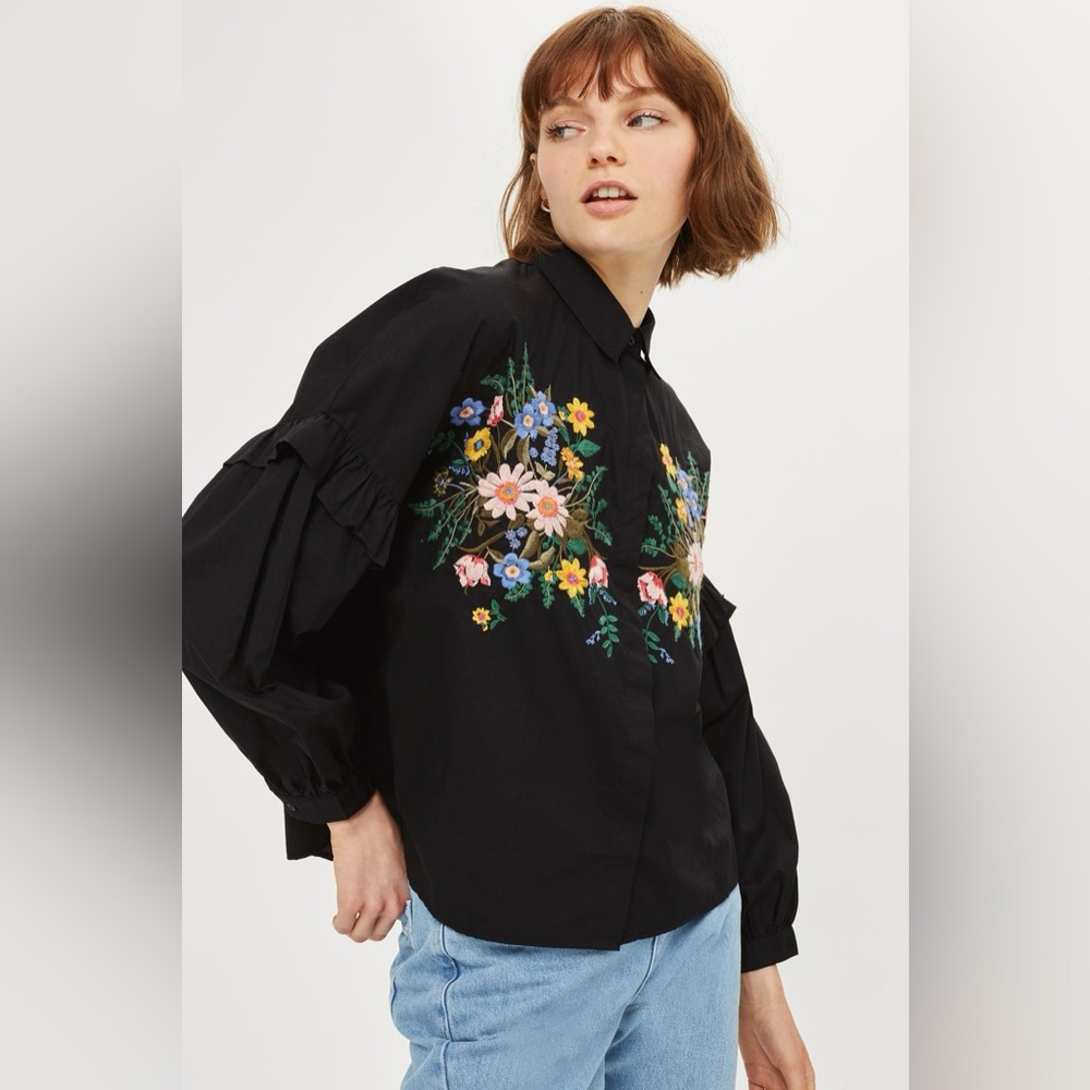 Staud Embroidered Button Down Top - image 1